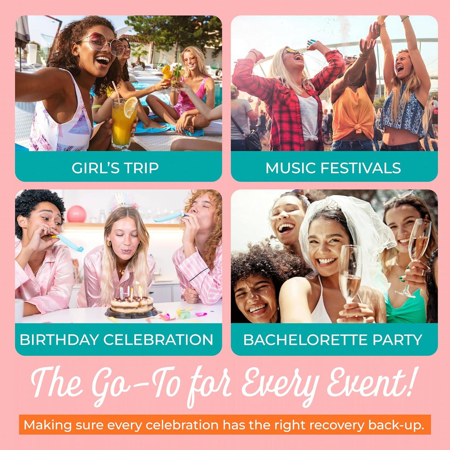 The Rally Bag - 1 Pre-Filled Hangover Kit for Bachelorette Party Favors, 21st Birthday Gift, Wedding Favors, Girls Trips, Cruises & Celebrations | 7 Piece Hangover Supplies & Bag (1 Kit)