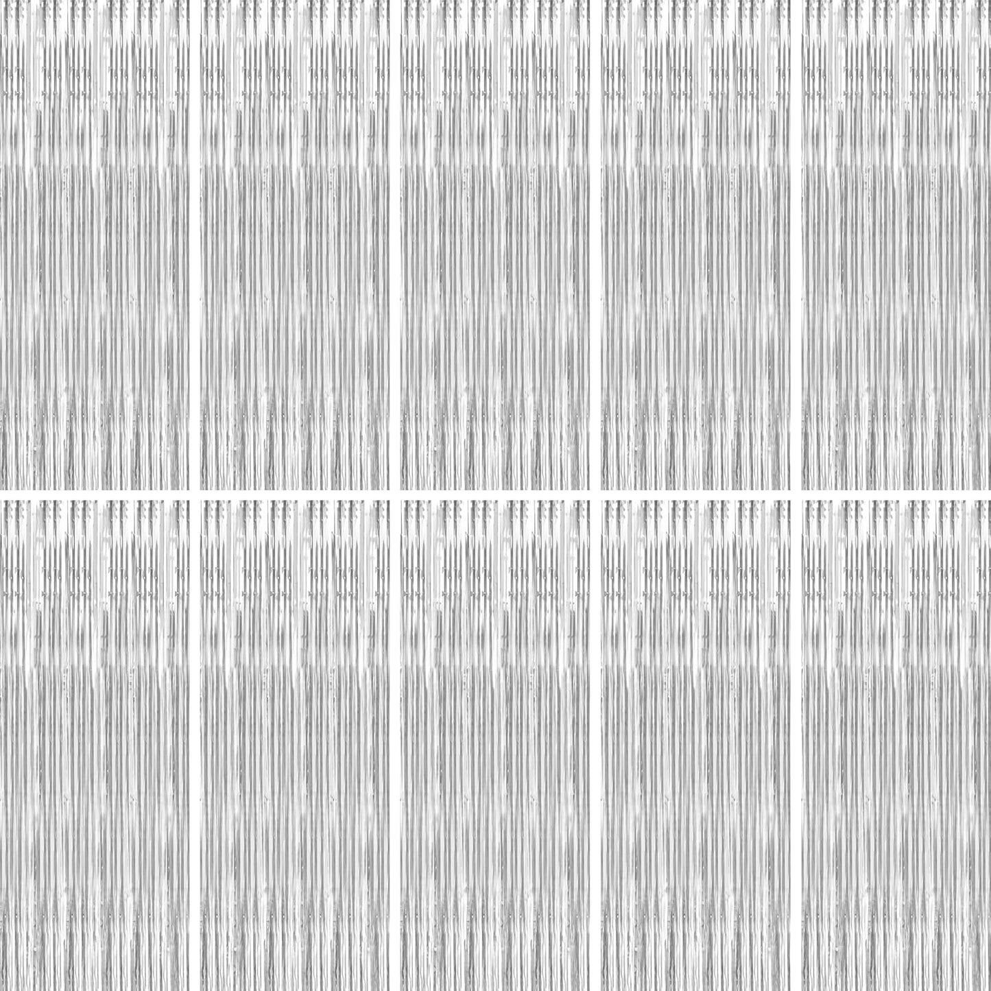 BTSD-home 10 Pack Silver Foil Fringe Curtain, Metallic Photo Booth Backdrop Tinsel Door Curtains for Wedding Birthday Bridal Shower Baby Shower Bachelorette Christmas Party Decorations(8ft x 3ft)