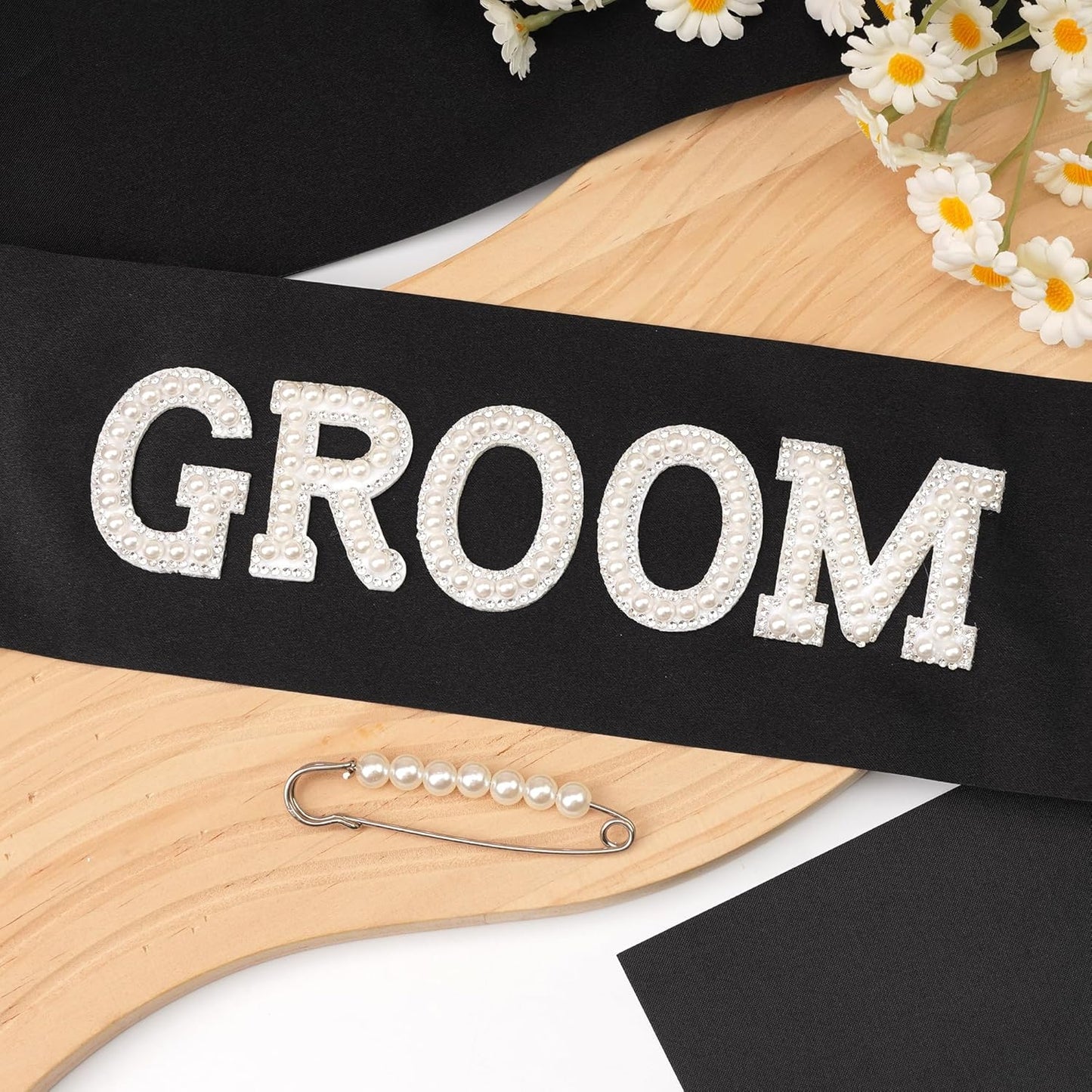 Yxiang Groom Sash,Bachelorette Party Sash,Groomie Sash Bridal Shower Gift Wedding Party Decorations Pearls Rhinestones Sashes Bridal Shower Gift