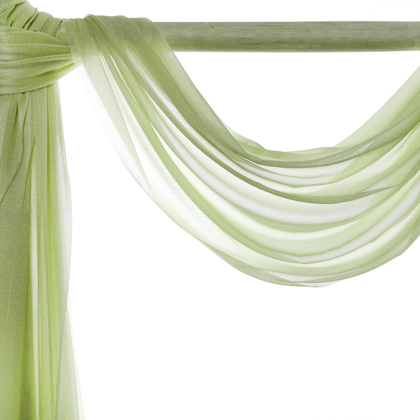 VDS Pack of 2 Panel (30 Inch X 50 Feet) Wedding Arch Draping Fabric Sheer Chiffon Fabric Drapery for Wedding Ceremony Reception Swag Backdrop Canopy Chuppah ARBO Altars Decoration (Sage Green)