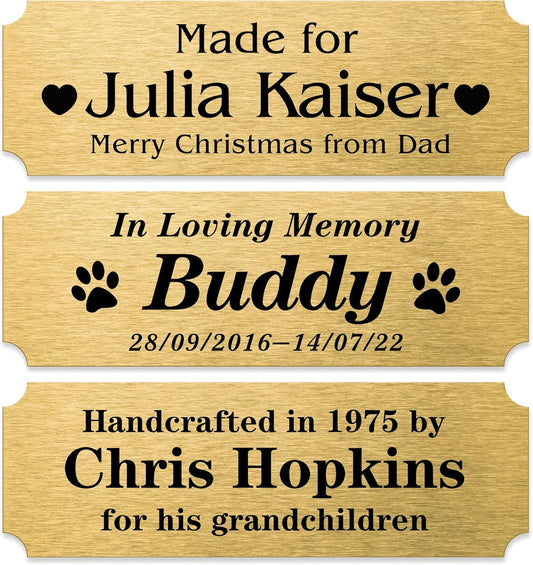 Caramel Sweet Life Personalized Name Plates, Solid Brass Engraved Plaque, Trophy Plates Engraved, Custom Name Plate with Adhesive Backing or Screws, 6" W x 2" H