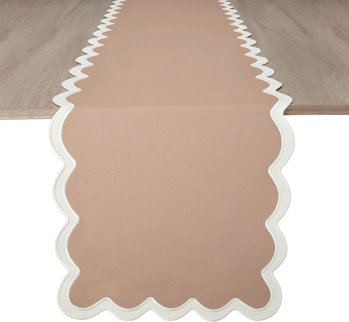 Folkulture Table Runners | Fall Table Runner 72 inches Long | Scallop Table Runner for Fall Decor or Boho Decor | Brown Table Runners for Dining Room | Thanksgiving Decorations for Home