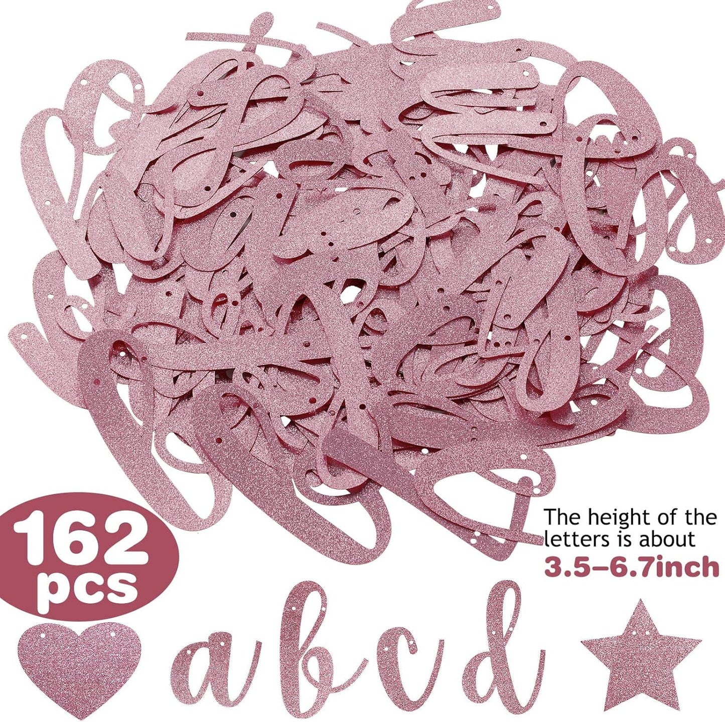 TaoBary 167 Pcs DIY Banner Kit Happy Birthday Glitter Banner Customizable Glitter Make Your Own Kit 162 Letters Symbols and Numbers 3 Rope for Birthday Halloween Wedding Christmas(Rose Gold)