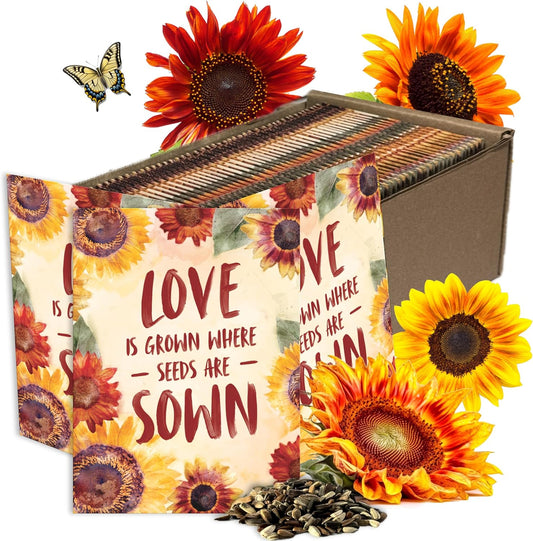 Seed Needs, Sunflower Seed Packet Party Favors - Pre-Filled Packs to Hand Out (Great for Weddings, Bridal Showers, Memorials, Fundraisers & Other Events) Heirloom & Untreated (100 Packets)