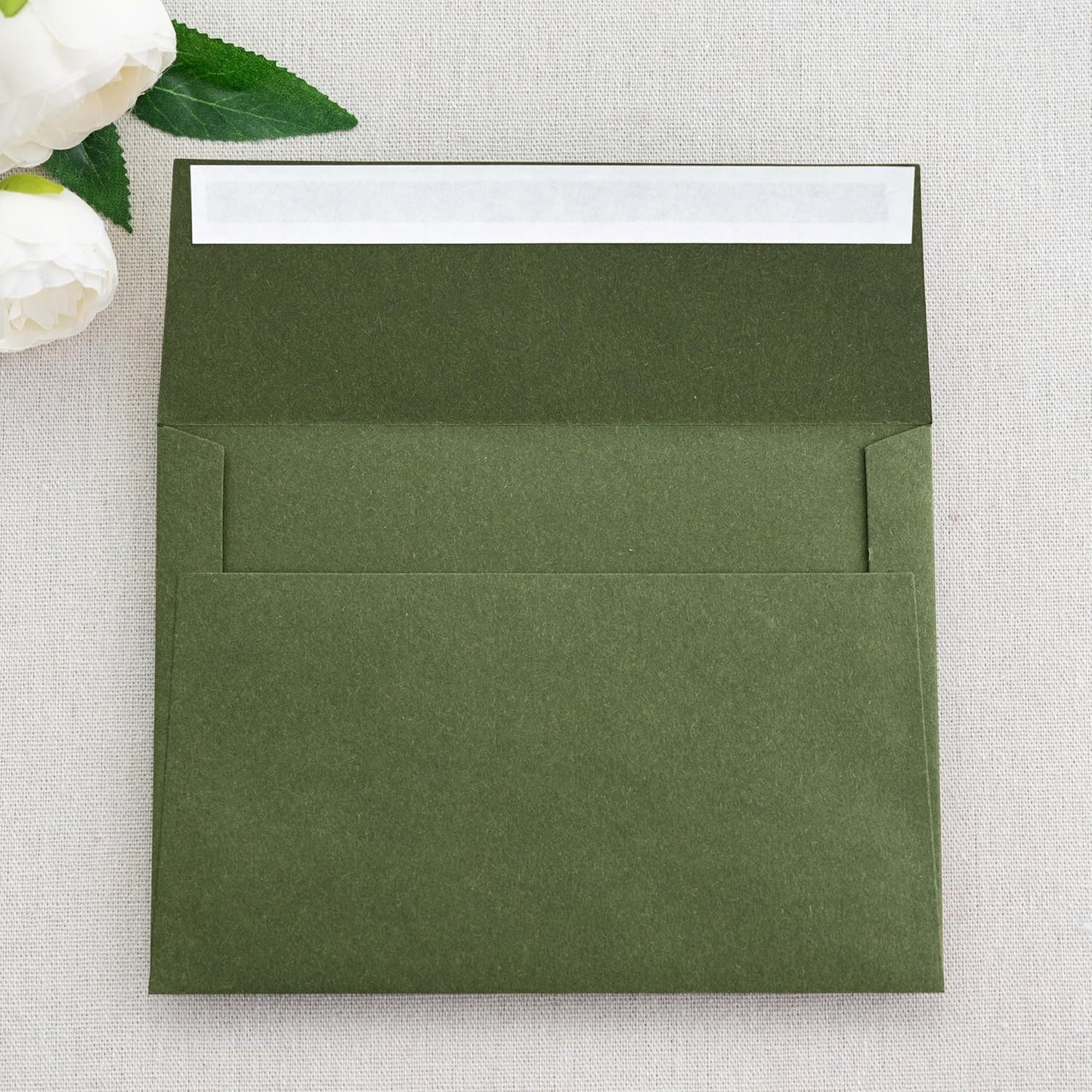 PONATIA 50 PCS 5x7 Envelopes, Olive Green Self- Adhesive A7 Envelopes for Weddings, Invitation Cards, Photos, Postcards, Greeting Cards Mailing, Baby Shower, Graduation, Christmas Gift Cards
