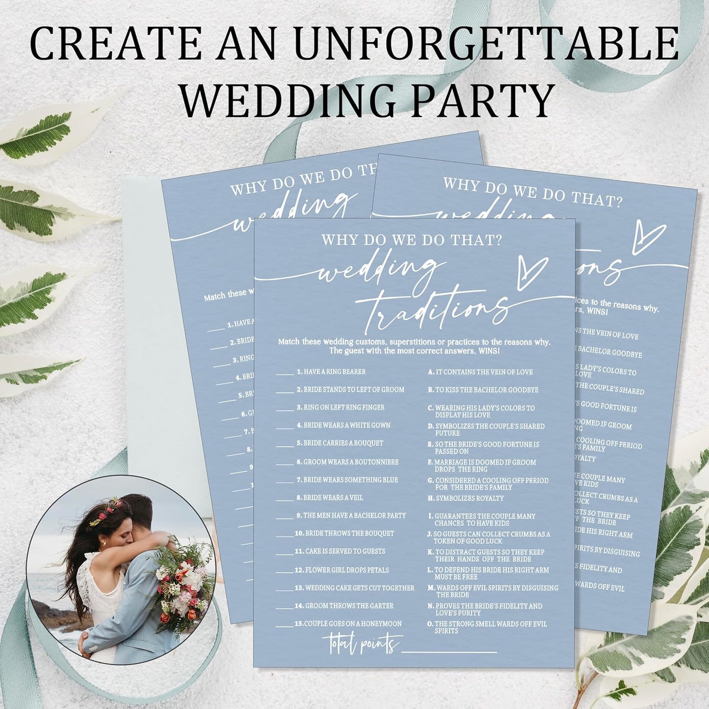 Fun Wedding Games Set - 25 Bridal Shower Games Cards, Engaging Bridal Party Entertainment for Wedding Shower, Engagement Party & Reception Fun a Must-Have for Minimalist Newlywed Game - B01