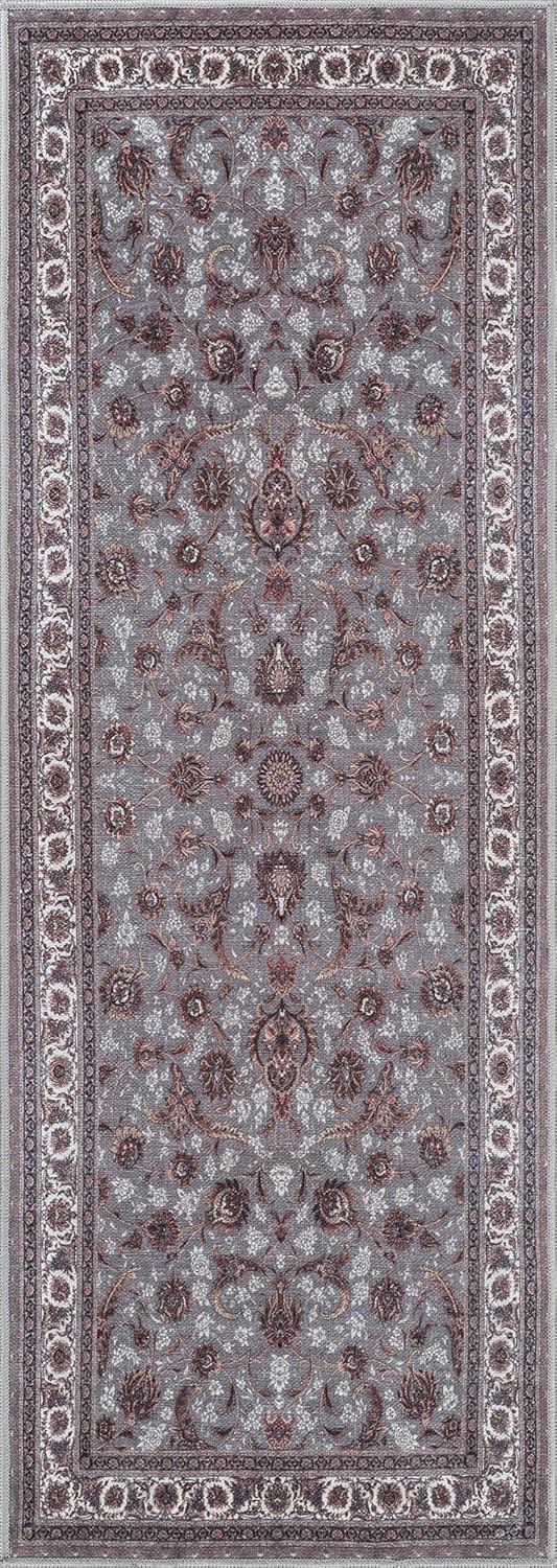 Bloom Rugs Washable Non-Slip 7 ft Runner - Slate Gray Traditional Oriental Runner for Entryway, Hallway, Bathroom, and Kitchen - Exact Size: 2.5' x 7'