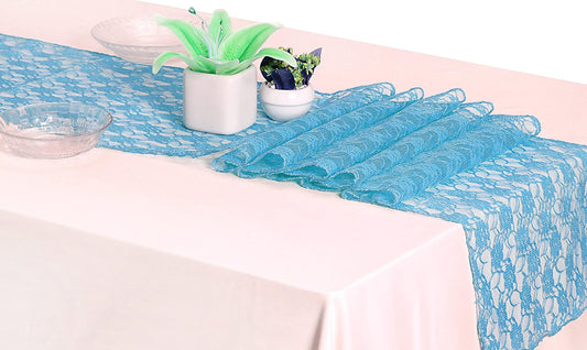 MDS Pack of 12 Wedding 12 x 108 inches Satin Table Runner for Wedding, Decorations for Birthday Parties, Banquets, Graduations, Engagements, Runners fit Rectangle, Round Table- Turquoise