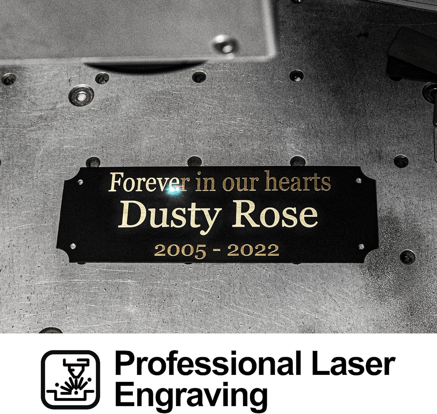 Personalized Name Plates, Black Engraved Plaque with Gold Text, Trophy Plates Engraved, Custom Name Plate with Adhesive Backing or Screws, 6" W x 2" H