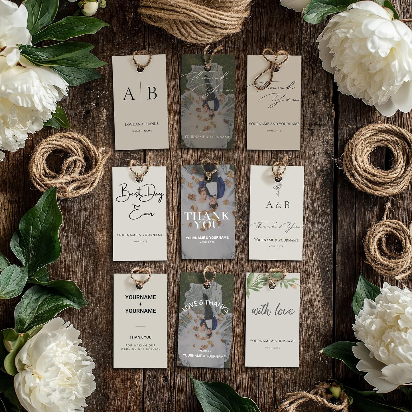 Custom Gift Tags for Wedding Favors - Personalized Thank You Hang Tags for Wedding Bridal Shower