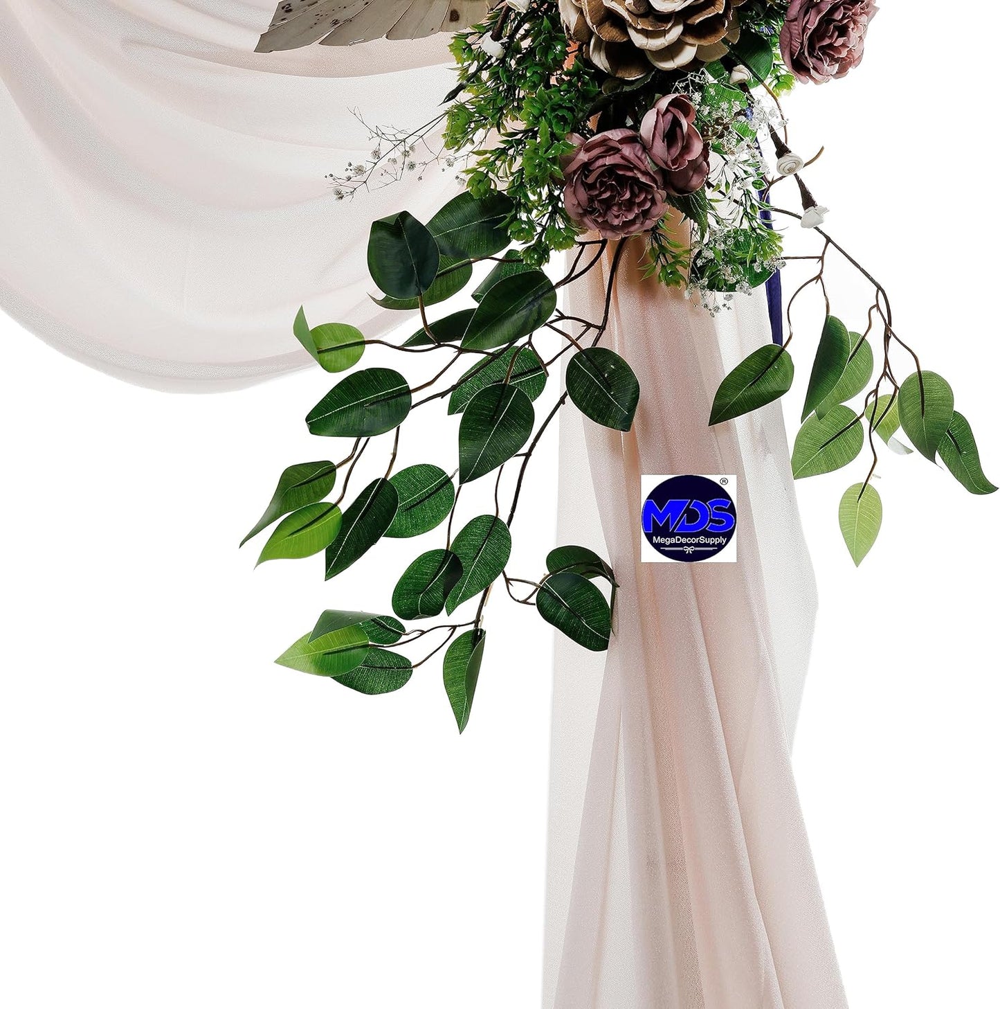 MDS Halloween Chiffon Draping Fabric - 2 Panel, 30" Wide x 75ft Long - Sheer Spooky Arbor & Canopy Drapery for Haunted House Backdrops, Party Ceilings, DIY Costumes & Themed Events - Nude