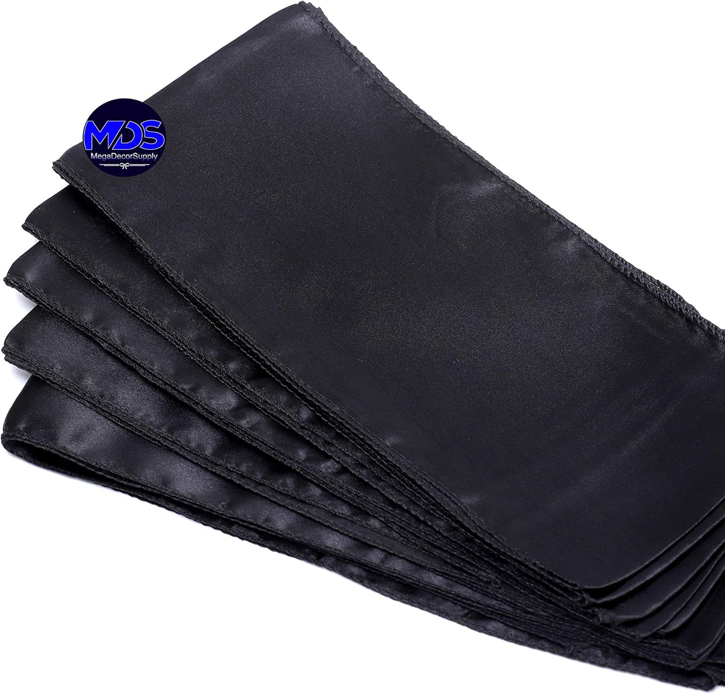 MDS Pack of 75 PCS Satin Chair Sashes Charmeuse Sateen Dining Chair Bows Ribbon Ties Back Sash for Wedding Party Birthday Home Hotel Restaurant Banquet Decoration (7 x 108 Inch, Black)