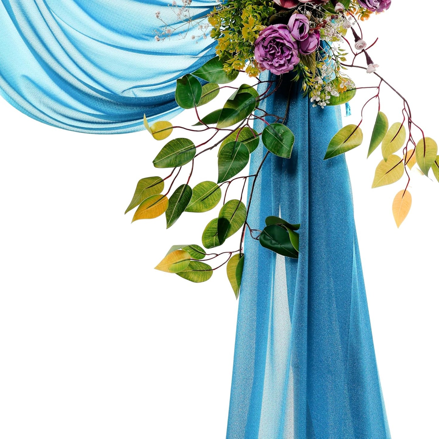 VDS Pack of 2 Panel (30 Inch X 40 Feet) Wedding Arch Draping Fabric Sheer Chiffon Fabric Drapery for Wedding Ceremony Reception Swag Backdrop Canopy Chuppah ARBO Altars Decoration (Dark Teal)