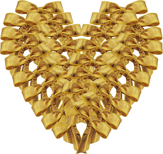 50pcs 1-1/2" Gold Satin Ribbon Bows Without Twist Ties for Gift Wrapping Packing Christmas Decoration (Gold)