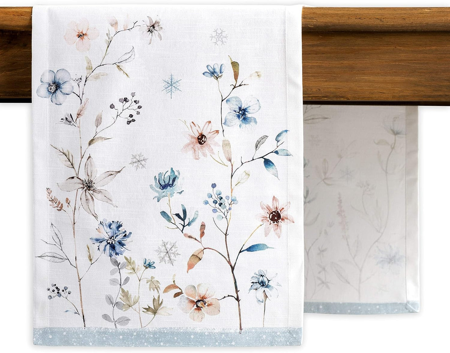 Maison d' Hermine Table Runner 100% Cotton Single Layer Table Runners 60 inches Long Decorative for Home Kitchen Dining Party Baby Shower Wedding Bridal Shower (Ice Florals, 14.50" x 60")