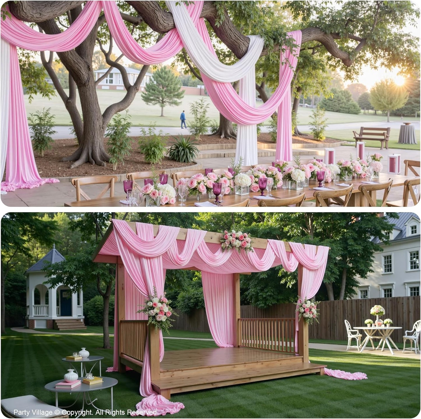 PartyVillage 10ft×15ft Light Pink Backdrop Curtain for Wedding Parties, 2 Panels Wrinkle Free 15 FT Long Polyester Photo Backdrop Drapes Back Drop Cloth for Birthday Photography Background