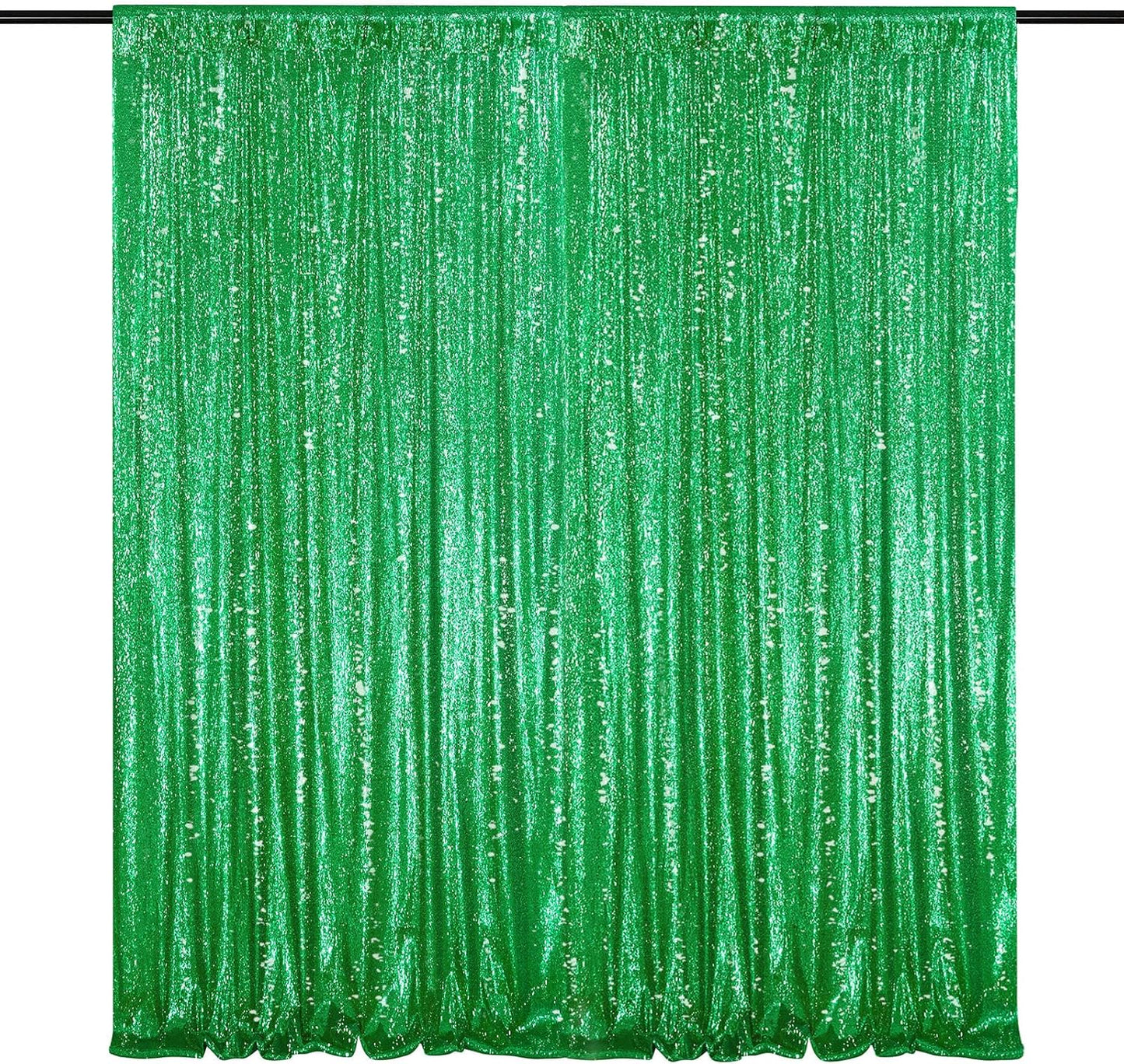 QueenDream Green Sequin Backdrop Curtain Party Backdrop Curtain 8ft x 8ft for Glitter Birthday Wedding Curtains