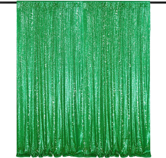 QueenDream Green Sequin Backdrop Curtain Party Backdrop Curtain 8ft x 8ft for Glitter Birthday Wedding Curtains