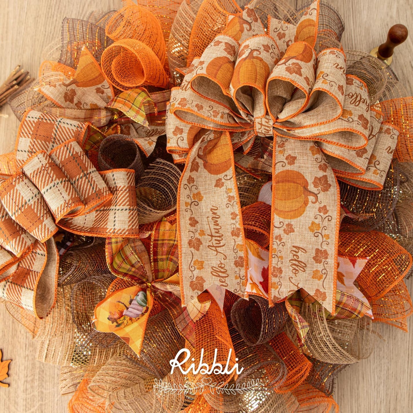 Ribbli 2 Rolls Chocolate Brown Mesh Ribbon,10 inch x 30 feet(10Yard) Each Roll,Metallic Chocolate Brown with Copper Foil,Use for Wreath Swags and Christmas Decoration