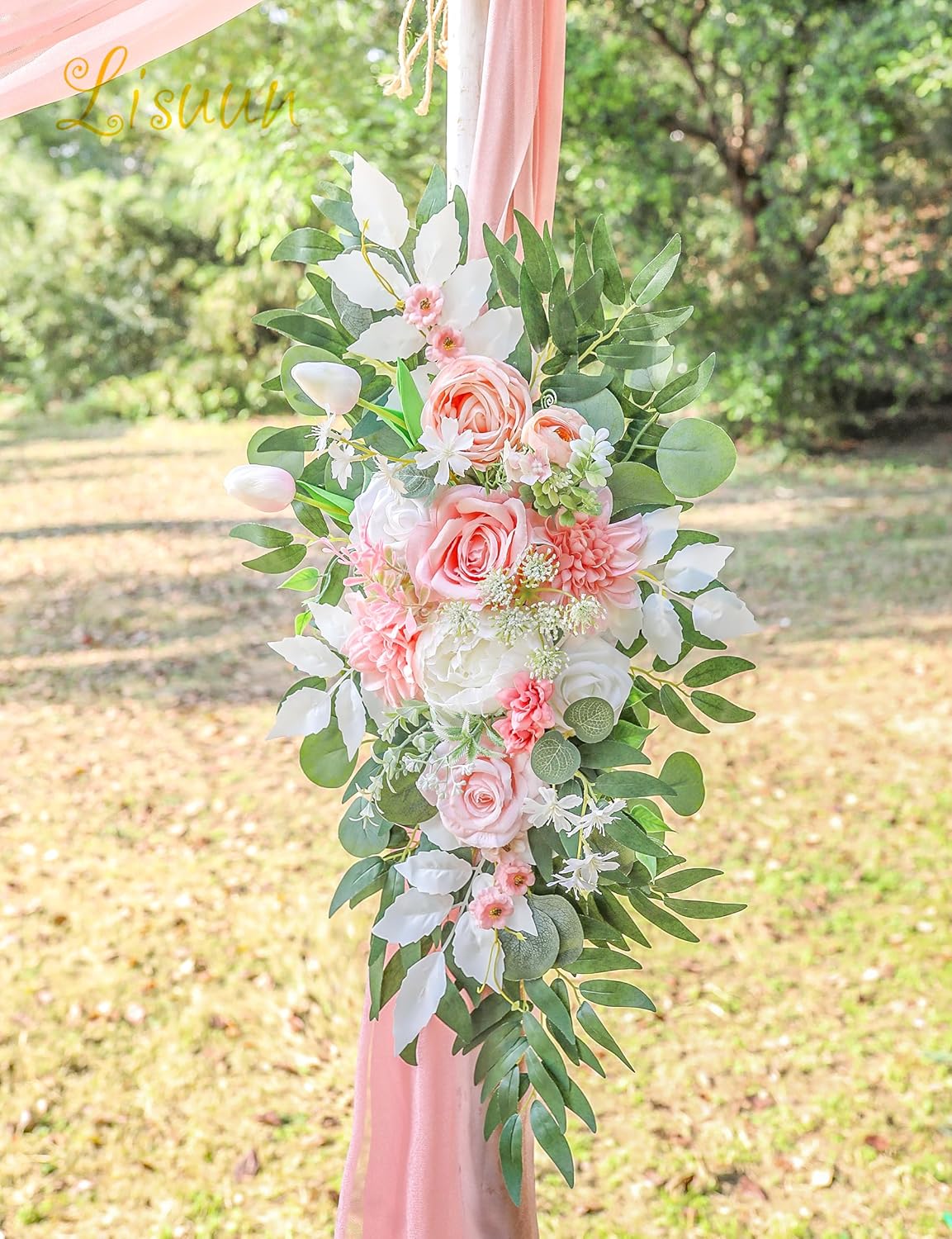 Wedding Arch Flowers, Artificial Flowers for Decoration, Large Flower Swag for Boho Styles Wedding Ceremony Floral Decor - Pack of 2