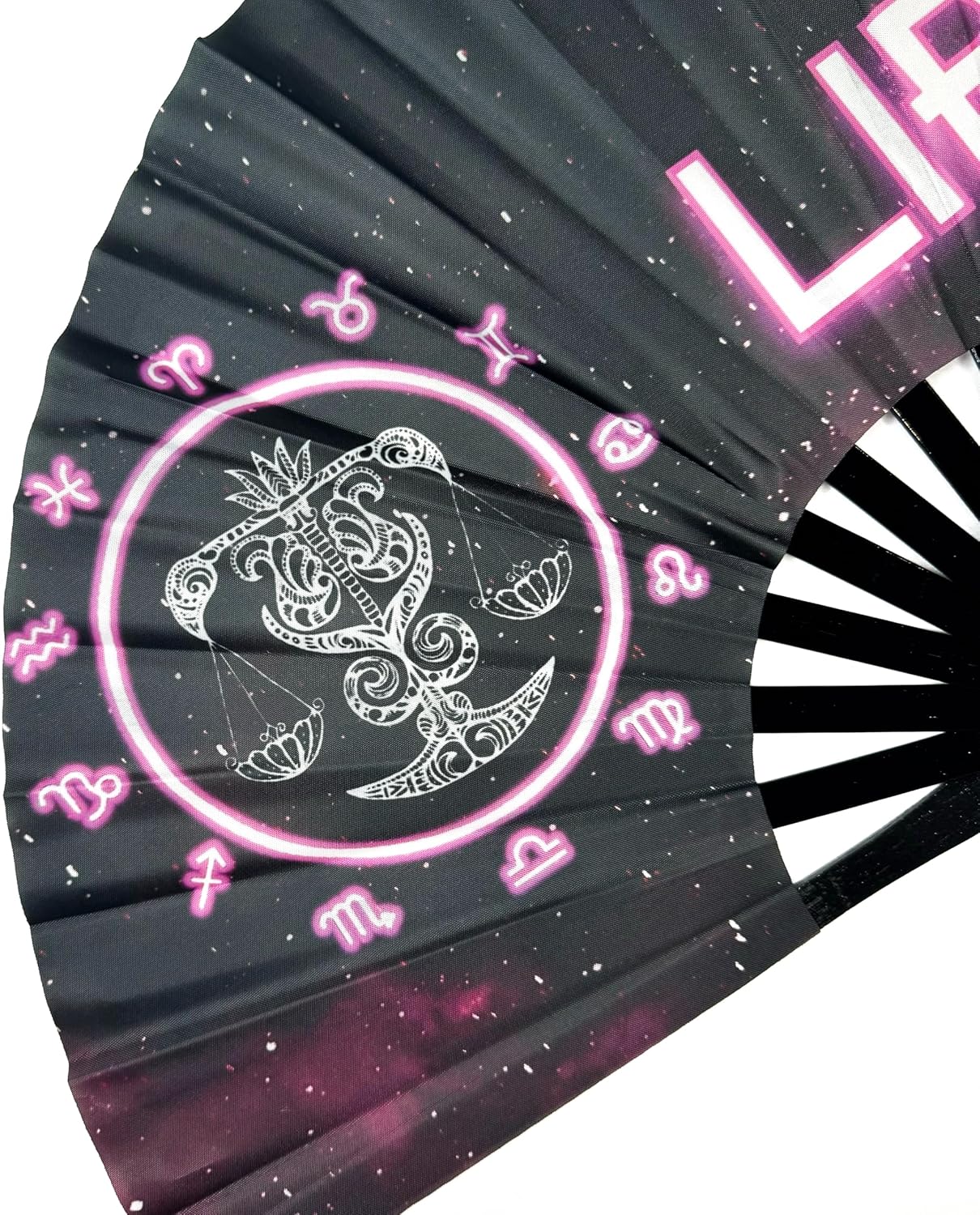 DeFlare | Cosmic Zodiac Rave Fan | Zodiac Sign Hand Fan | Astrology Rave Fan | Hand Fan | Large Rave Fan | Large Clacking Fan