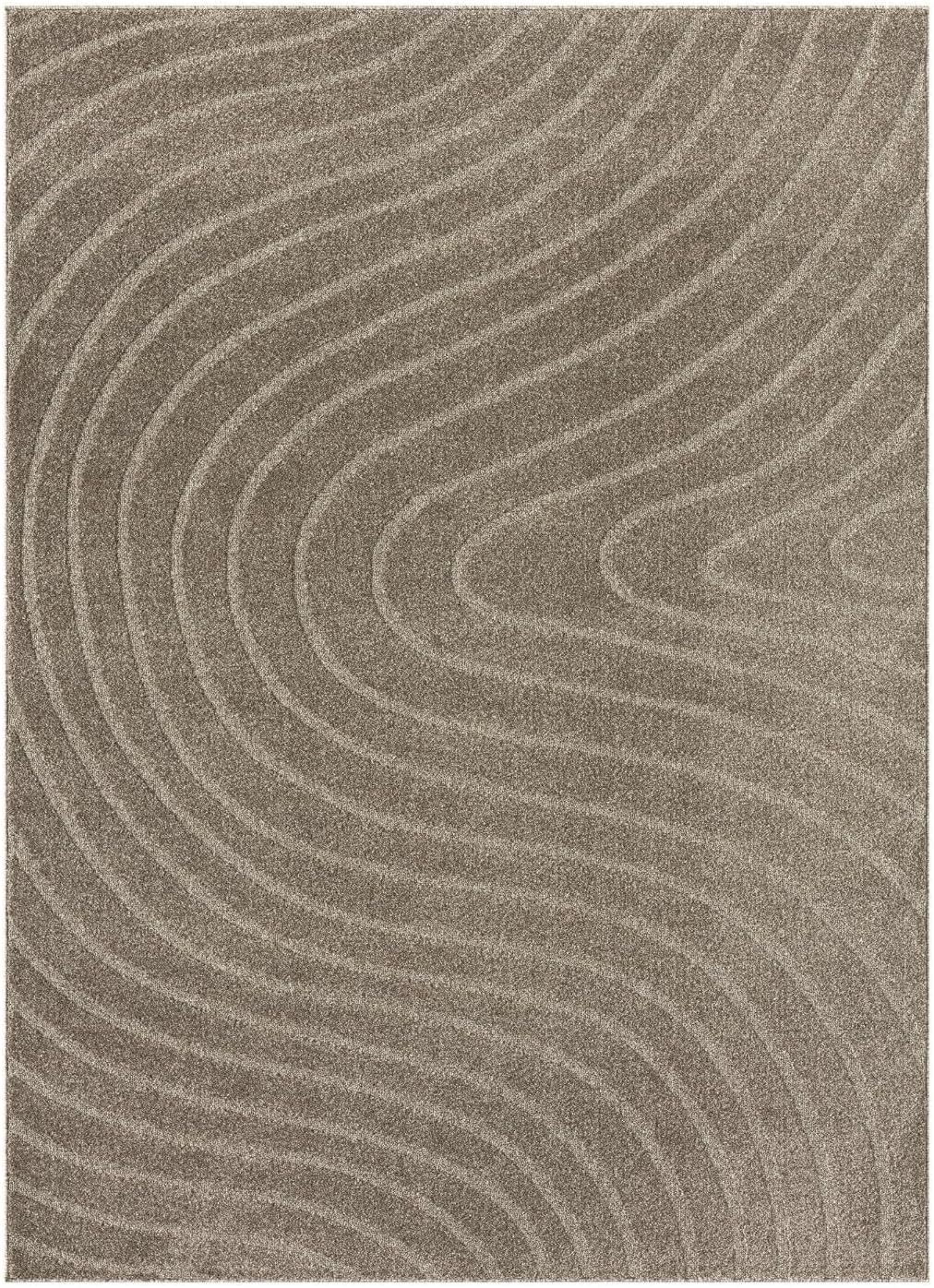 LUXE WEAVERS Modern Geometric Wave Taupe 2x3 Area Rug