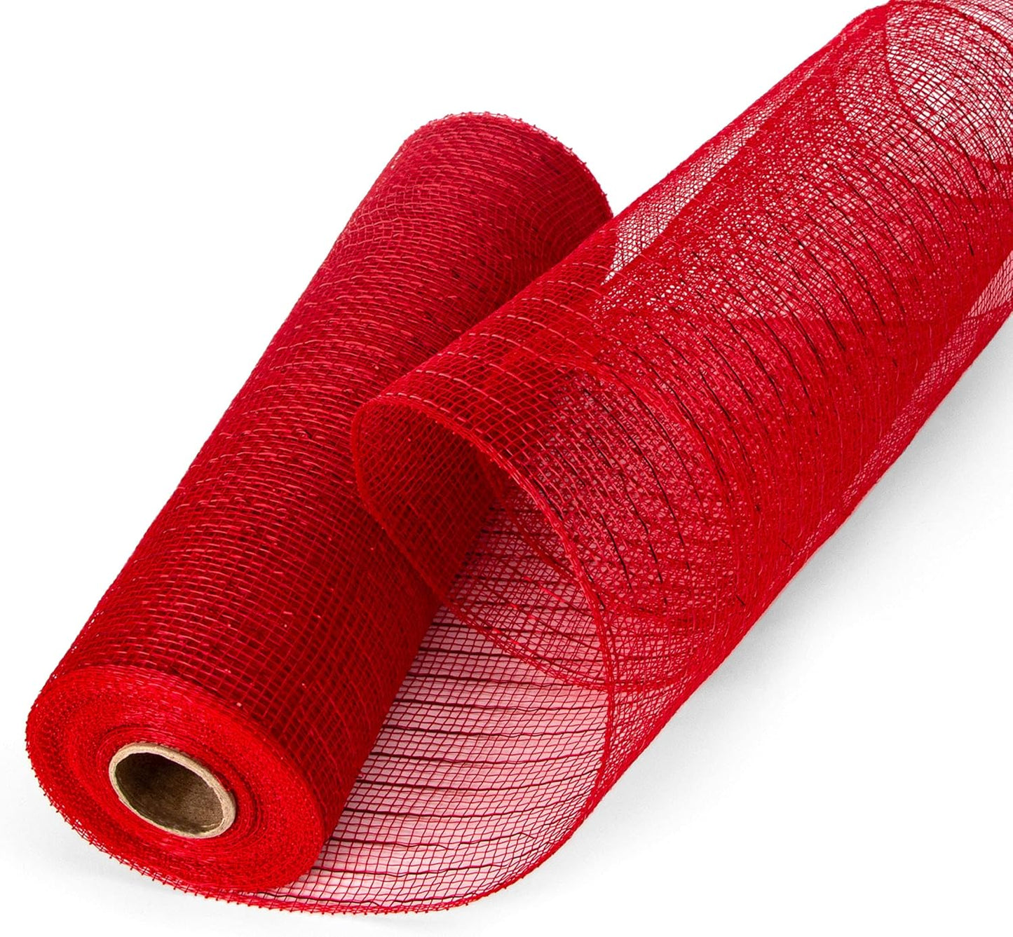 Ribbli 2 Rolls Red Mesh Ribbon,10 inch x 30 feet(10Yard) Each Roll,Metallic Red with Foil,Christmas Ribbon for Wreath Swags and Decorating