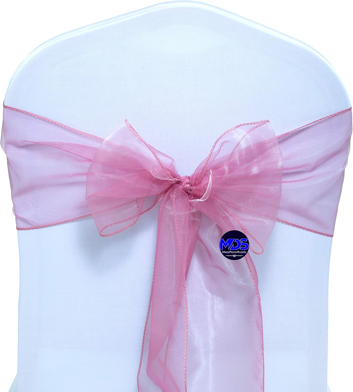 MDS Pack of 75 PCS Organza Chair Sashes Wider Dining Chair Bows Ribbon Tie Back for Wedding Party Birthday Bridal Shower Reception Event Banquet Home Chair Cover Decoration - Dusty Pink