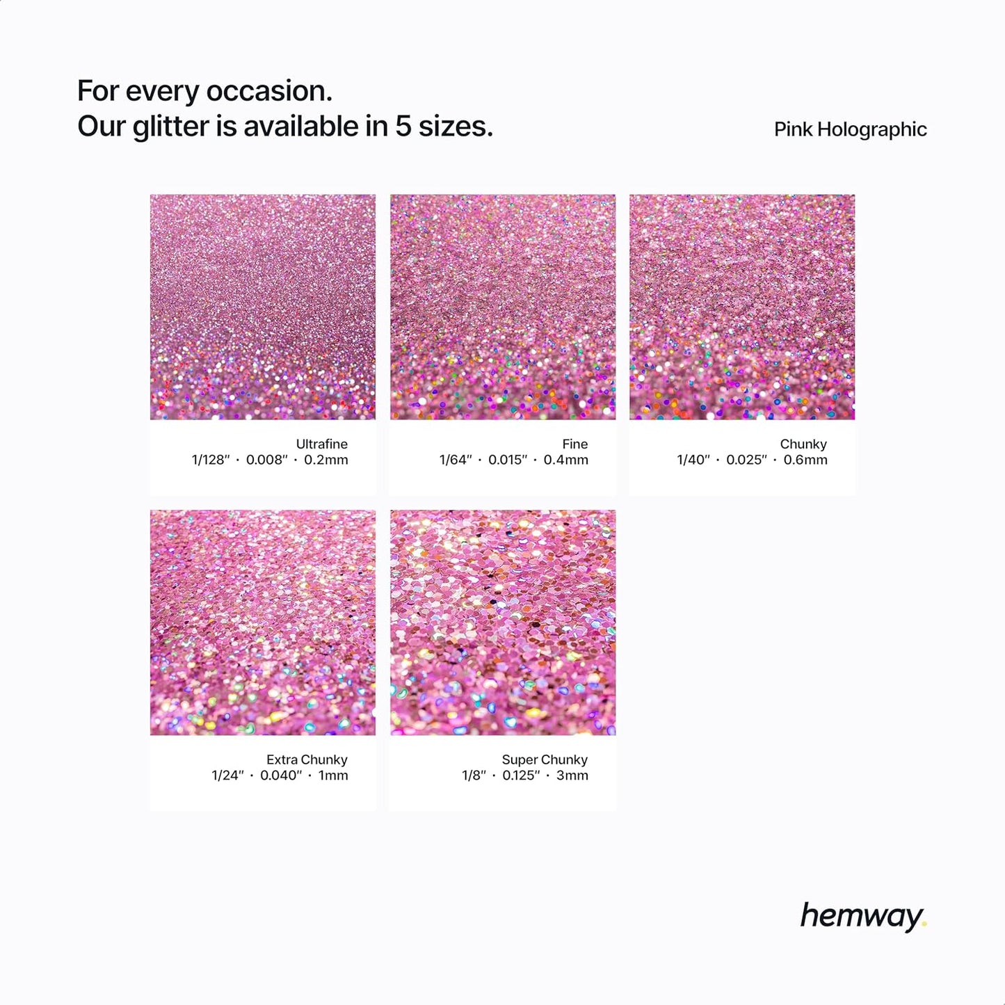 Hemway Eco Friendly Biodegradable Glitter 100g / 3.5oz Bio Cosmetic Safe Sparkle Vegan for Face, Eyeshadow, Body, Hair, Nail and Festival Makeup - Chunky (1/40" 0.025" 0.6mm) - Rose Pink Holographic