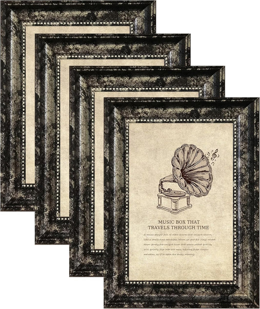 TKGYU 8x10 Picture Frame with Real Glass, 4 Pack Ornate Vintage Picture Frames for Wall or Tabletop Display, 8 x 10 Photo Frame for Wall home best gift