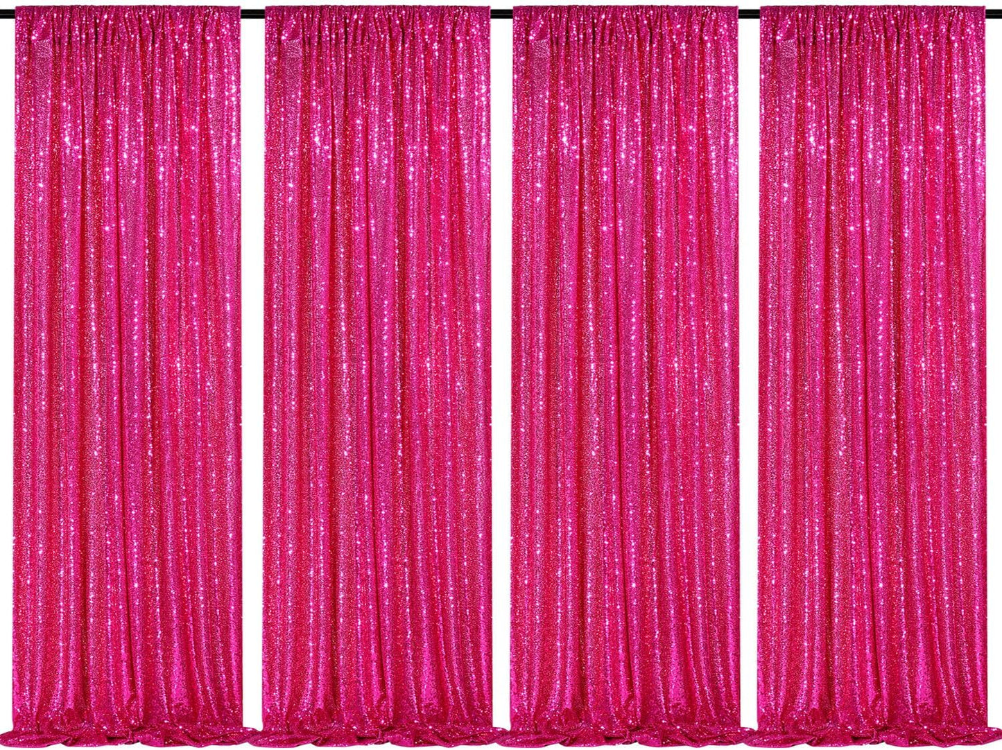 Fuchsia Sequin Backdrop Drapes 4 Panels 2FTx8FT Glitter Backdrop Curtains for Wedding Party Stage Decorations