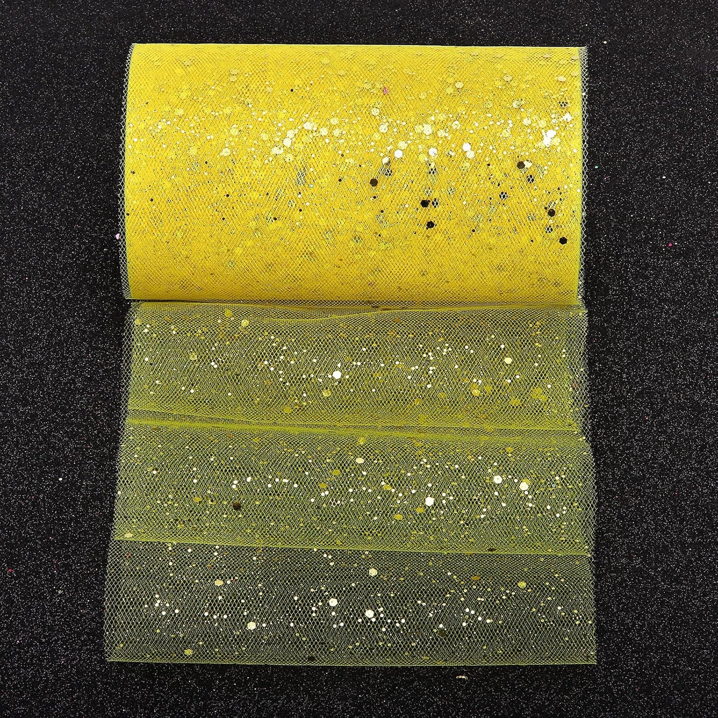 Glitter Tulle Rolls, 6” by 50 Yards (150FT) Sparkling Tulle Spool Ribbon Sequin Tulle Netting Fabric for Tutu Skirt Wedding Birthday Baby Shower (Yellow)