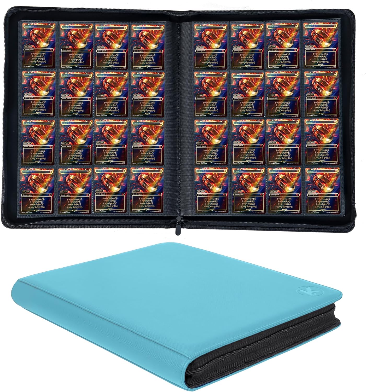 1000+ Pockets Trading Card Binder, 16-Pocket Card Ablum Compatible with MTG,Sports Cards & Other Standard Size Trading Cards (LIGHT BLUE)