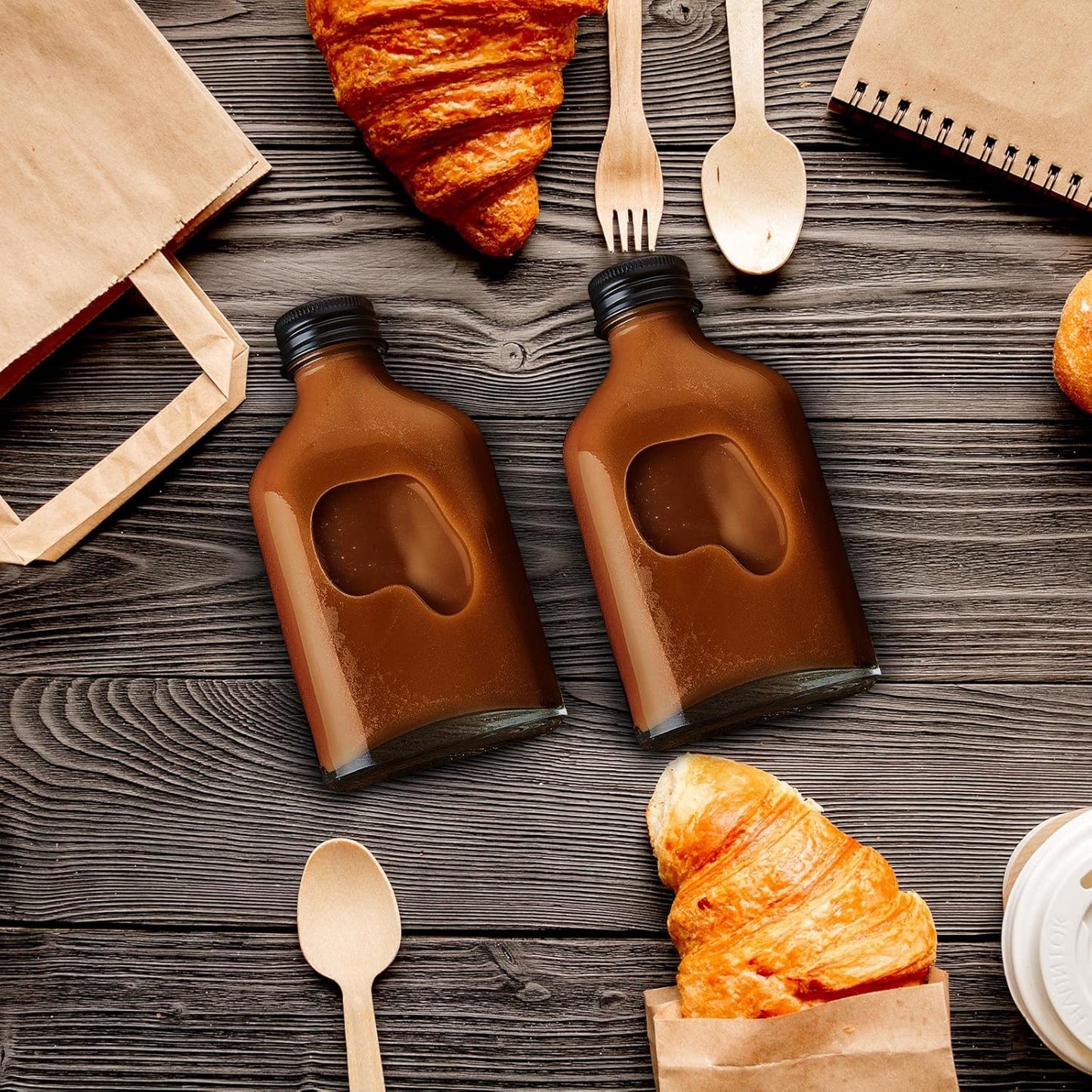 Patelai 16 Pcs Clear Glass Bottles with Caps Mini Glass Flask Liquor Bottles Empty Alcohol Shot Bottling Small Champagne Container DIY Gift for Wine Beverages Liquor Drinks Oil Beer (100 Ml/ 3.4oz)