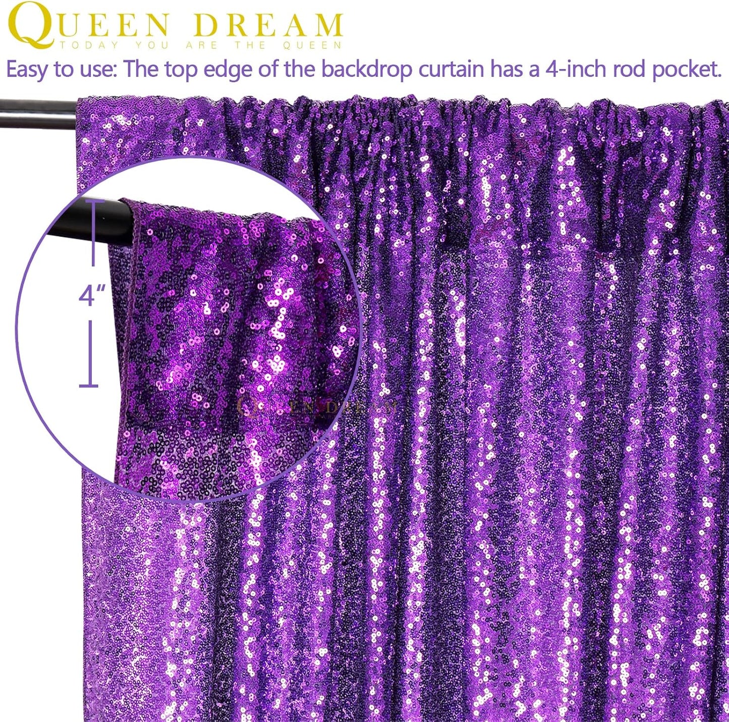 10ft x 10ft Purple Sequin Backdrop Glitter Halloween Party Backdrop Curtains Photo Background for Stage Wedding Baby Shower Decorations