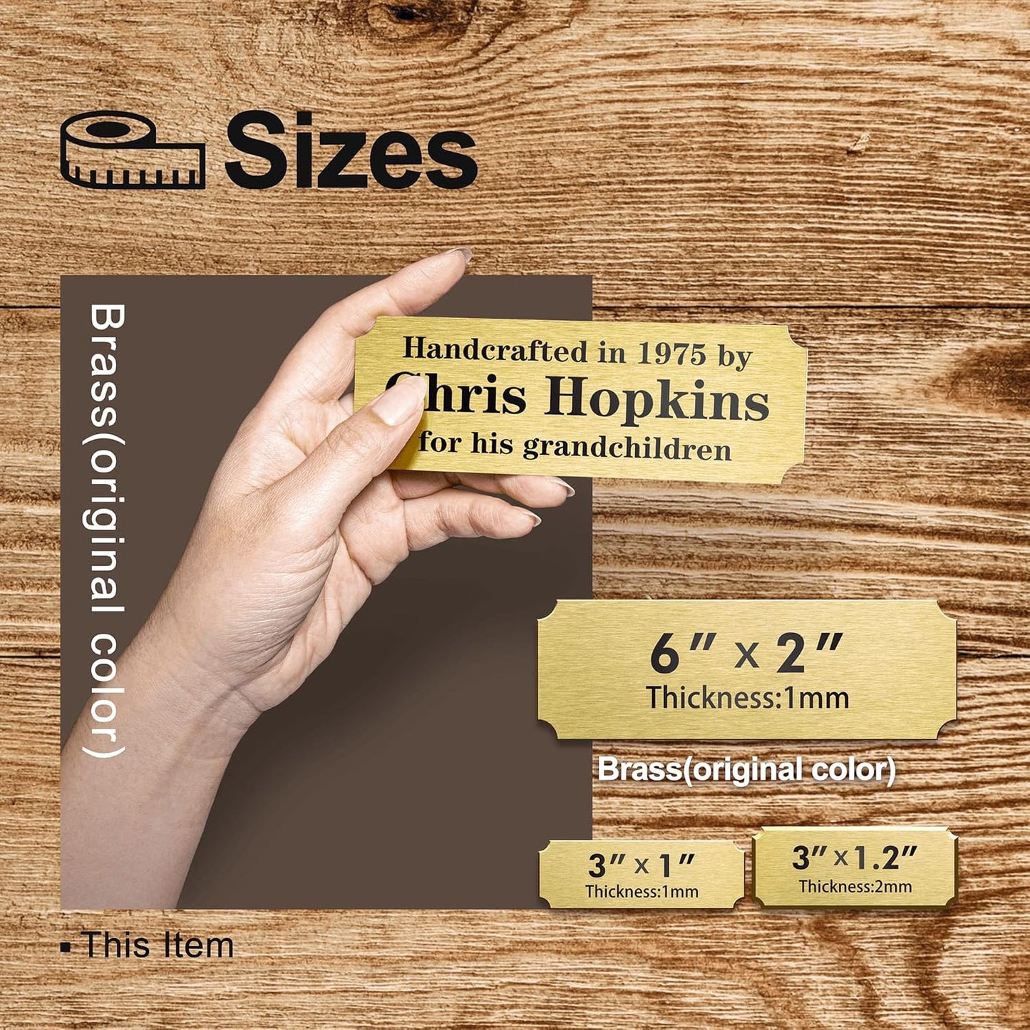 Caramel Sweet Life Personalized Name Plates, Solid Brass Engraved Plaque, Trophy Plates Engraved, Custom Name Plate with Adhesive Backing or Screws, 6" W x 2" H