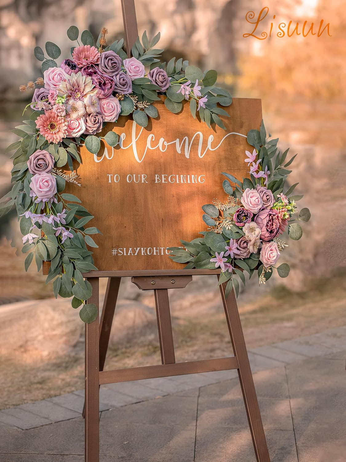 Wedding Arch Flowers, Artificial Flowers for Decoration, Large Flower Swag for Boho Styles Wedding Ceremony Floral Decor - Pack of 2