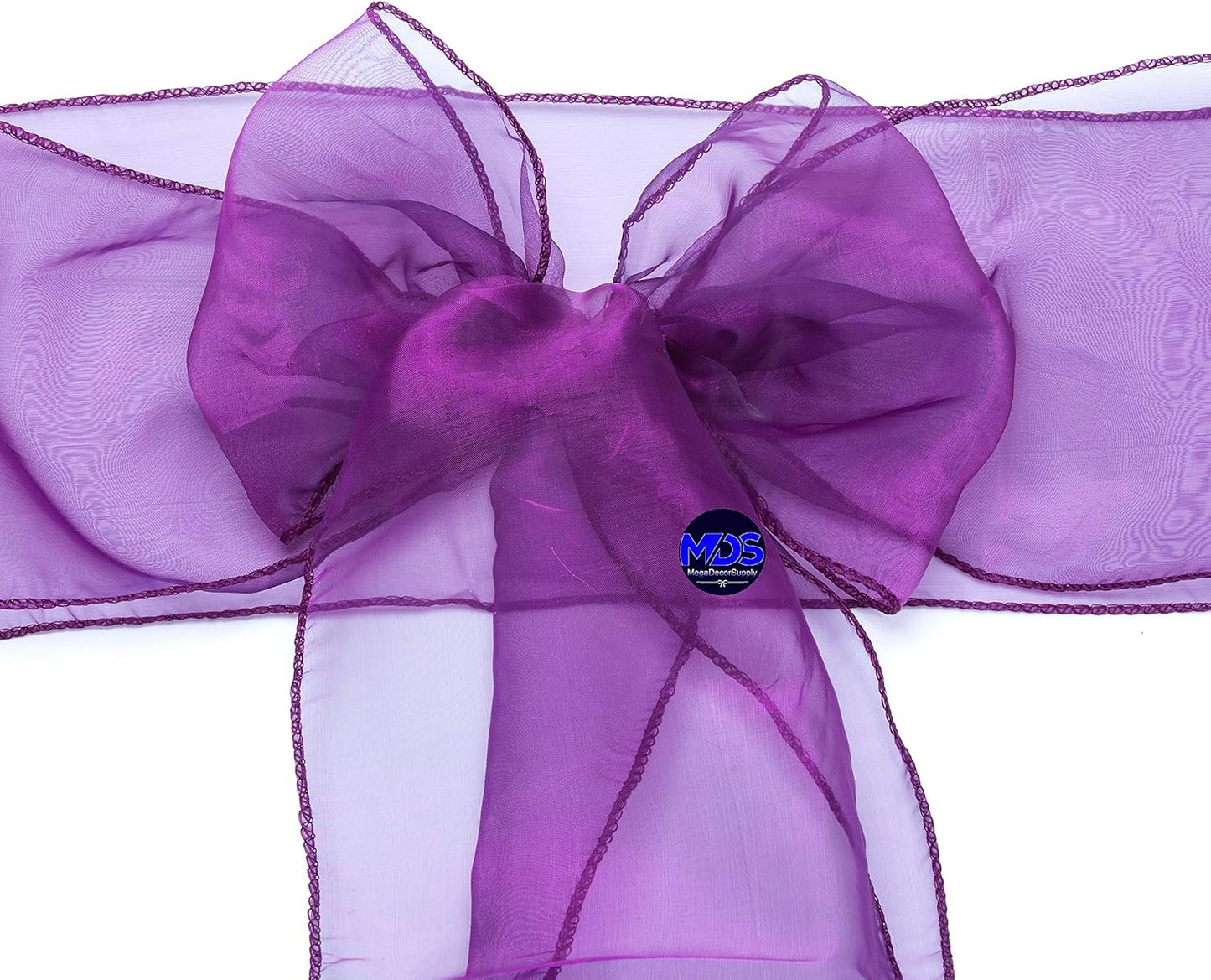 MDS Pack of 100 PCS Organza Chair Sashes Wider Dining Chair Bows Ribbon Tie Back for Wedding Party Birthday Bridal Shower Reception Event Banquet Home Chair Cover Decoration - Dark Purple