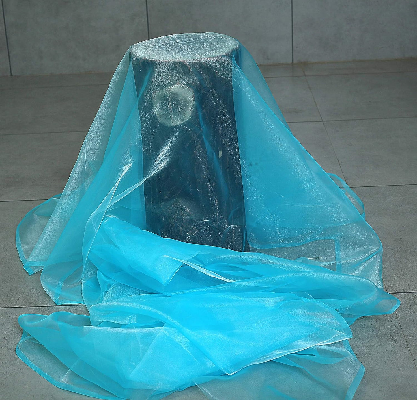 VDS Turquoise Organza Fabric, 100 Yards Continuous, 45” Wide, Wedding Party Decoration Iridescent Crystal Sheer Shiny Organza Tulle Bridal Dress DIY Crafts Costume Sewing Backdrop Arch Cloth