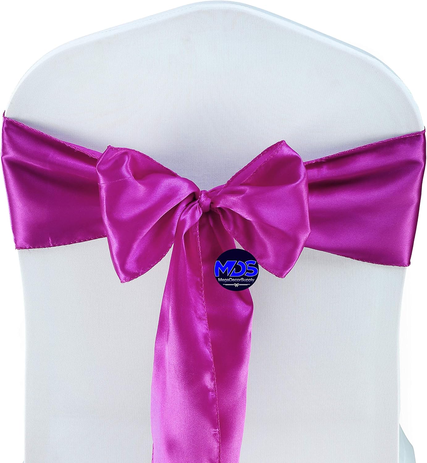 MDS Pack of 300 PCS Satin Chair Sashes Charmeuse Sateen Dining Chair Bows Ribbon Ties Back Sash for Wedding Party Birthday Home Hotel Restaurant Banquet Decoration (7 x 108 Inch, Magenta Violet)