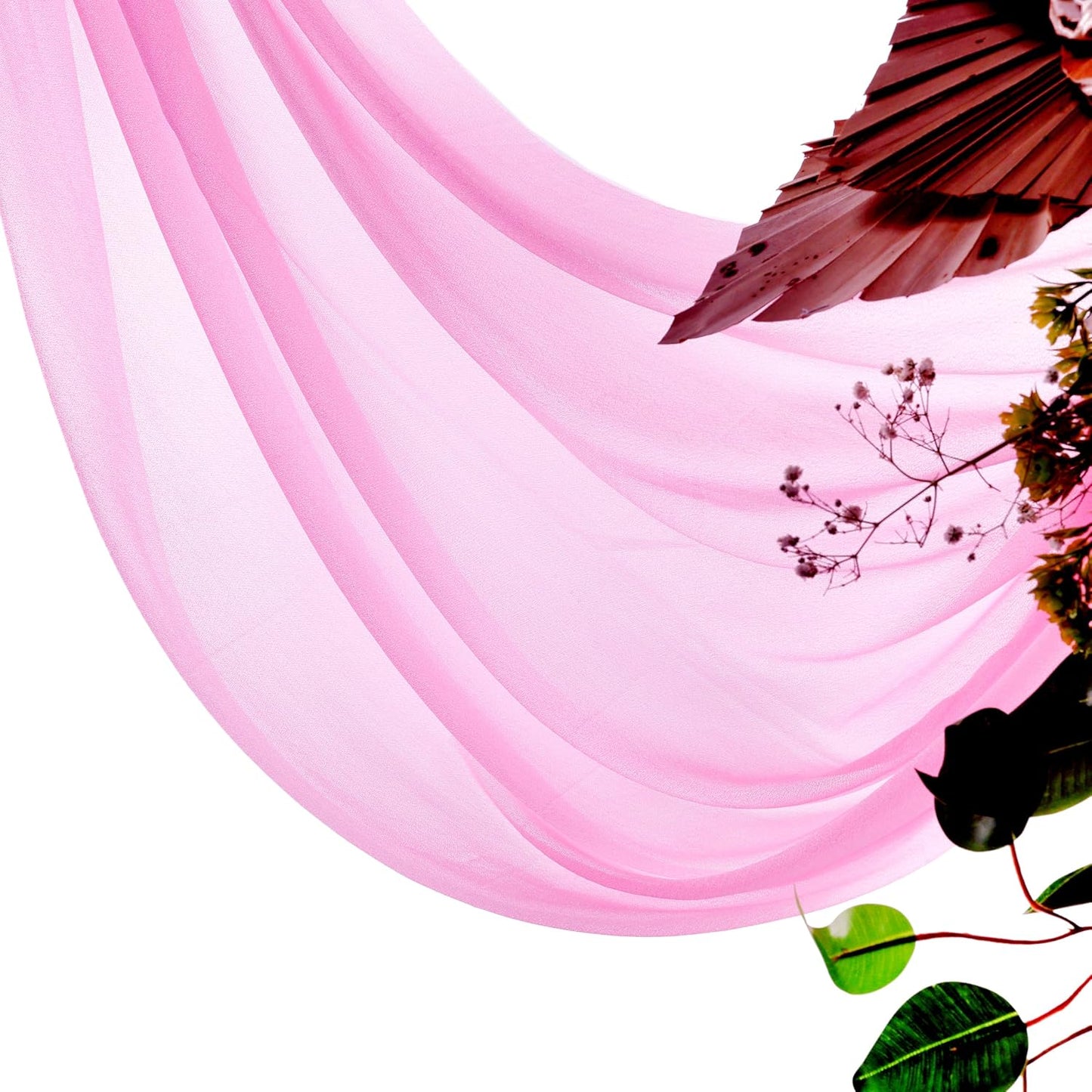 VDS Pack of 2 Panel (30 Inch X 40 Feet) Wedding Arch Draping Fabric Sheer Chiffon Fabric Drapery for Wedding Ceremony Reception Swag Backdrop Canopy Chuppah ARBO Altars Decoration (Bubblegum)