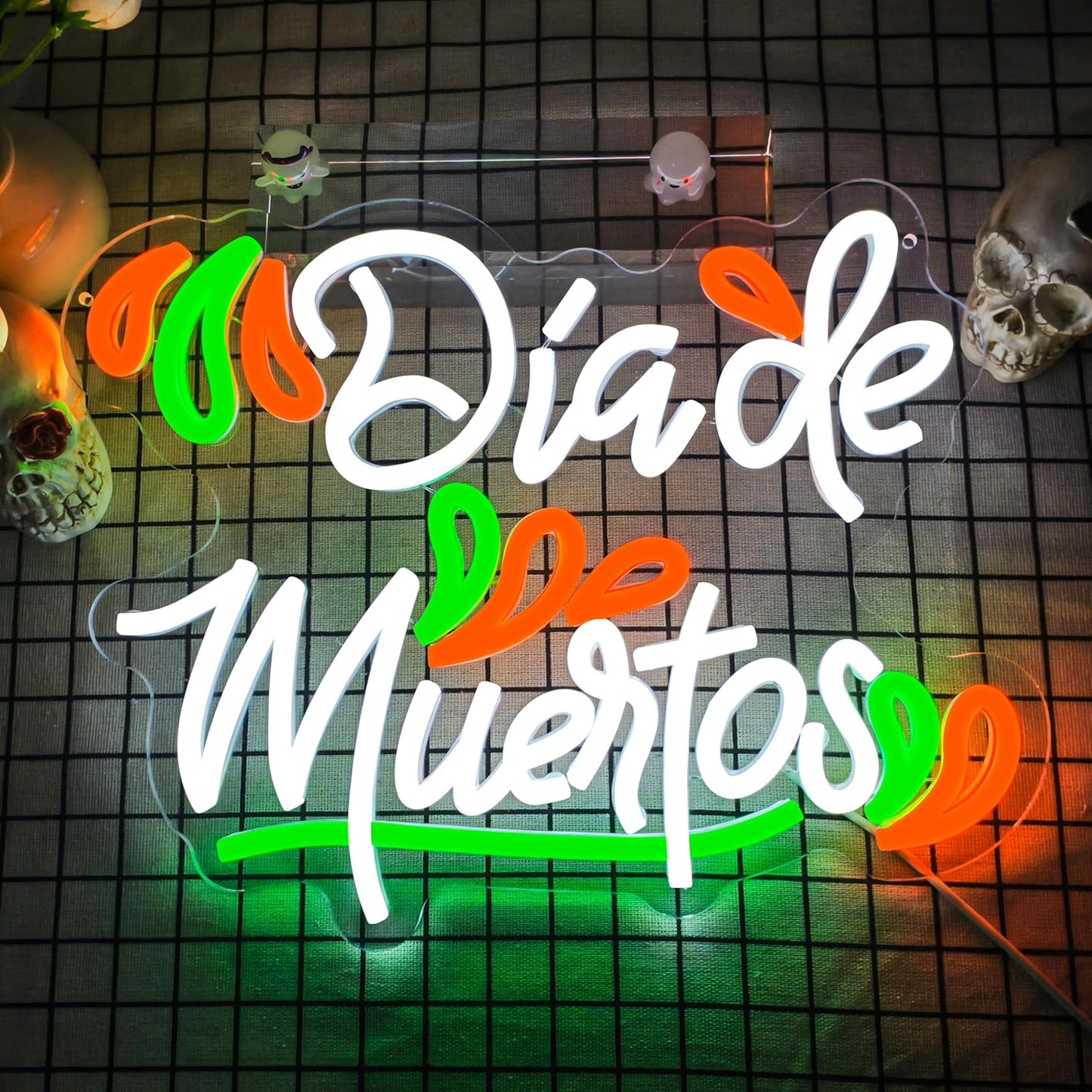 Mexican Dia De Los Muertos Neon Sign Day of the Dead Neon Sign Dimmable LED Neon Light for Home Bar Decor Dia De Los Muertos Party Decoration