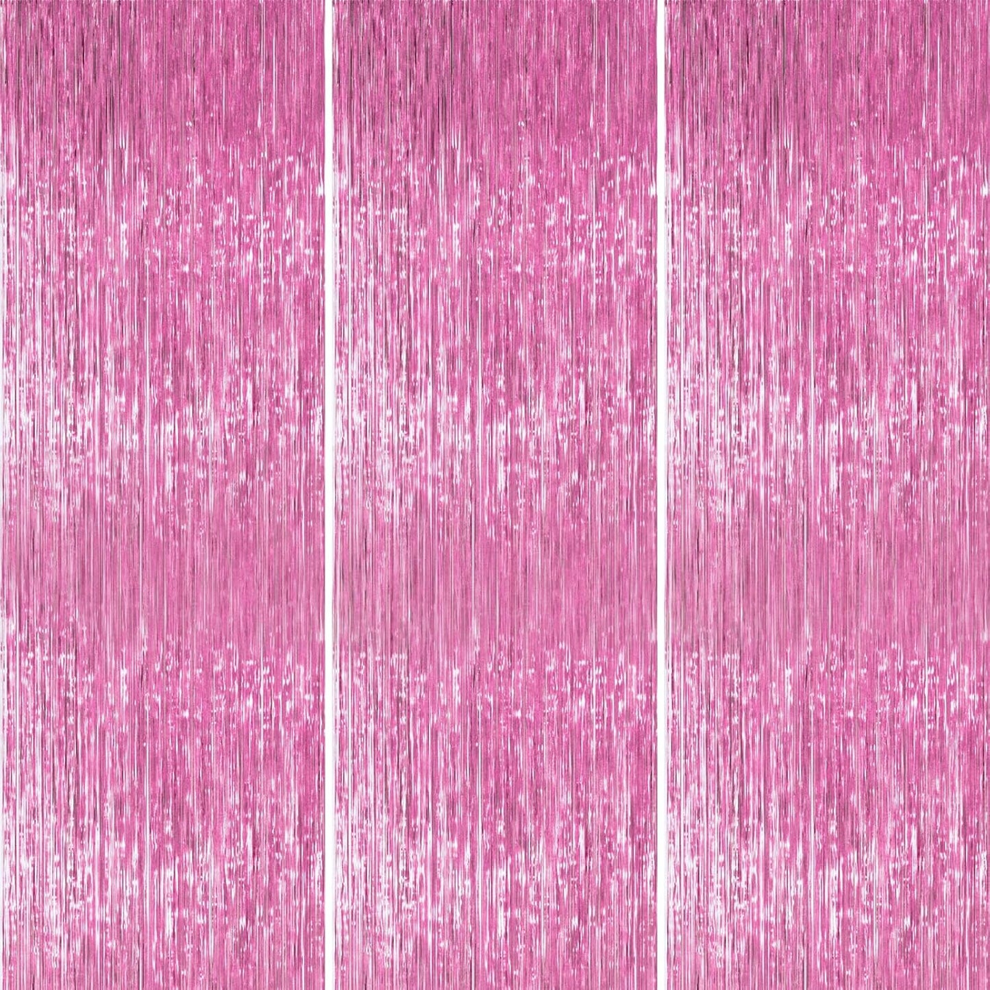 PartyWoo Pink Streamers Tinsel Backdrop Curtain 3pcs 8.2ft Foil Fringe Curtain for Baby Shower Bridal Shower Wedding Pink Cheetah Princess Girl Pajama Theme Birthday Party Celebration Decorations