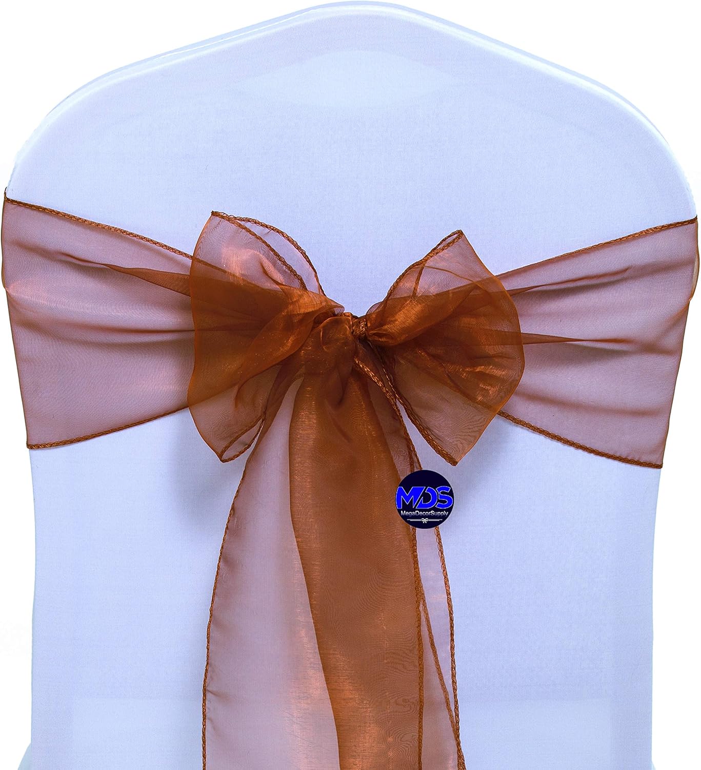 MDS Pack of 200 PCS Organza Chair Sashes Wider Dining Chair Bows Ribbon Tie Back for Wedding Party Birthday Bridal Shower Reception Event Banquet Home Chair Cover Decoration - Bronze