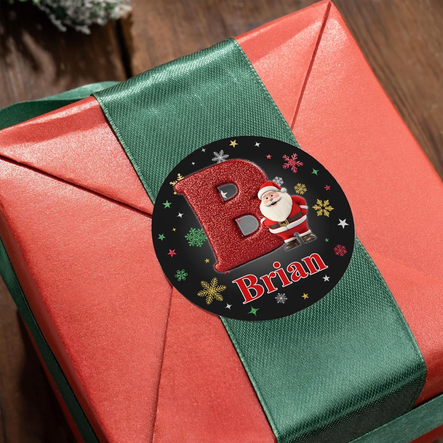 Personalized Christmas Stickers - Custom Name Waterproof Christmas Gift Tags for Gift Box Xmas Holiday Decorations Party Favors - 30 Stickers (Santa Claus Initial)