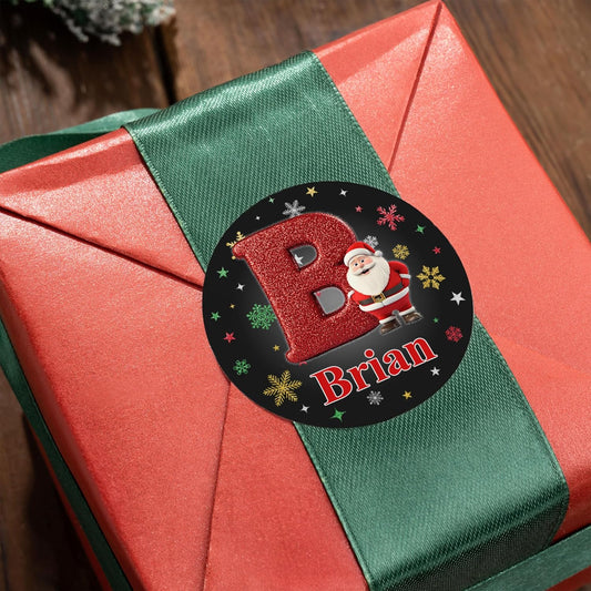 Personalized Christmas Stickers - Custom Name Waterproof Christmas Gift Tags for Gift Box Xmas Holiday Decorations Party Favors - 30 Stickers (Santa Claus Initial)