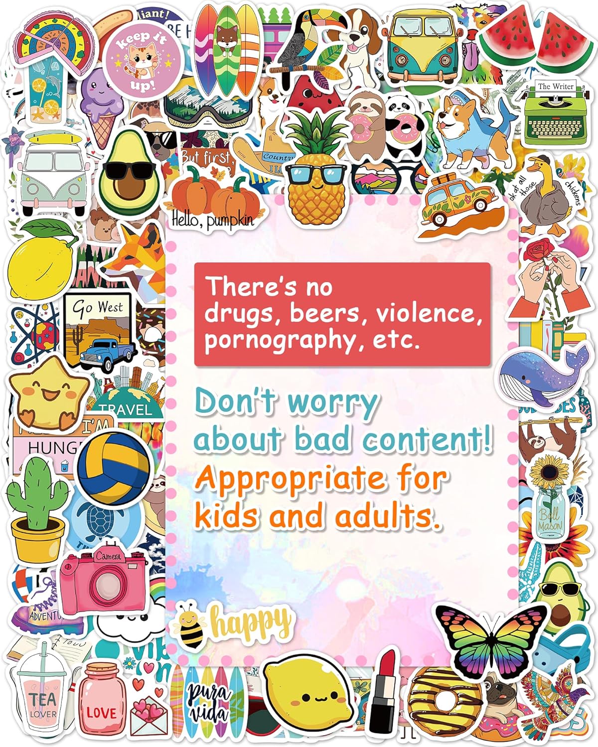 Sticker for Water Bottles, 400 Pcs/Pack Cute Vinyl Waterproof Vsco Laptop Stickers for School Students Gifts Classroom Teachers Prizes Stickers for Kids