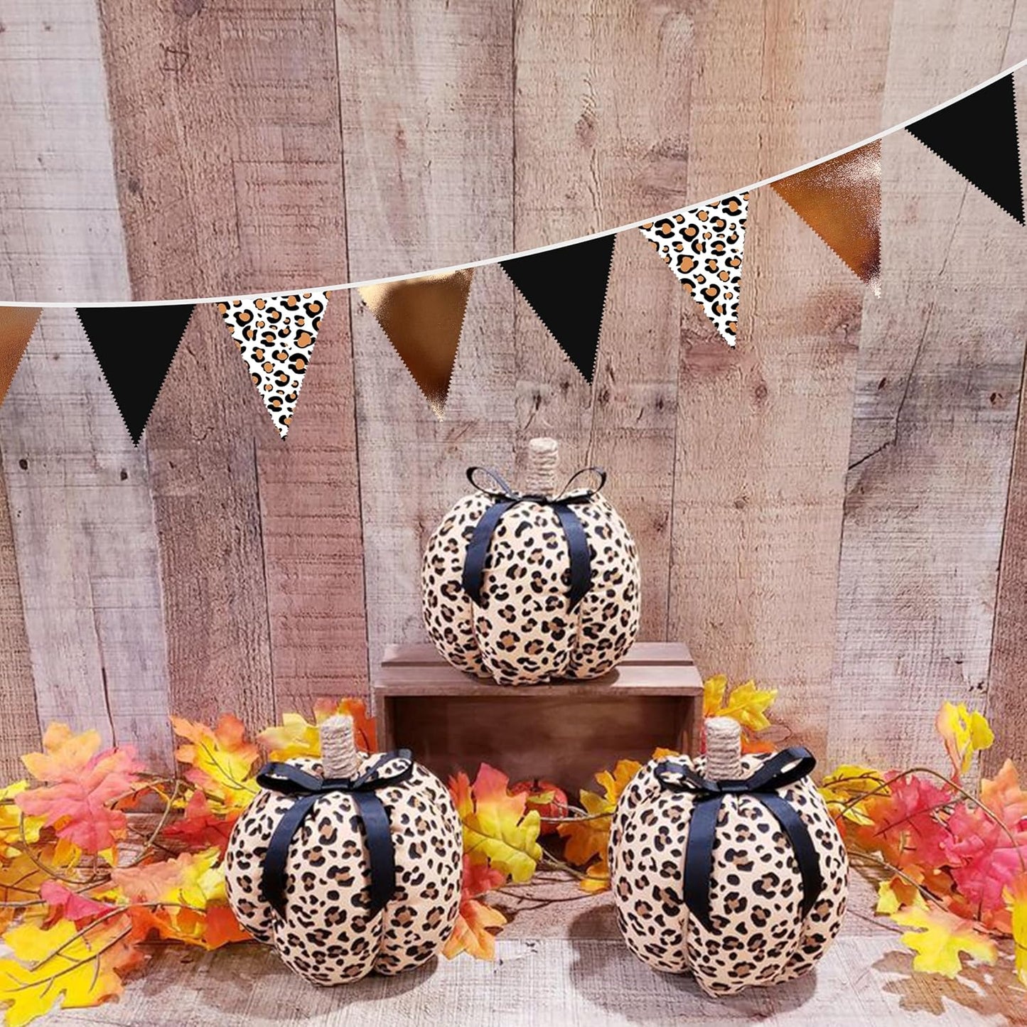 32Ft Cheetah Party Decorations Metallic Brown Black Leopard Triangle Banner Flag Pennant Fabric Garland Streamers for Wild Animals Birthday Cheetah Baby Shower Jungle Safari Party Decor Supplies