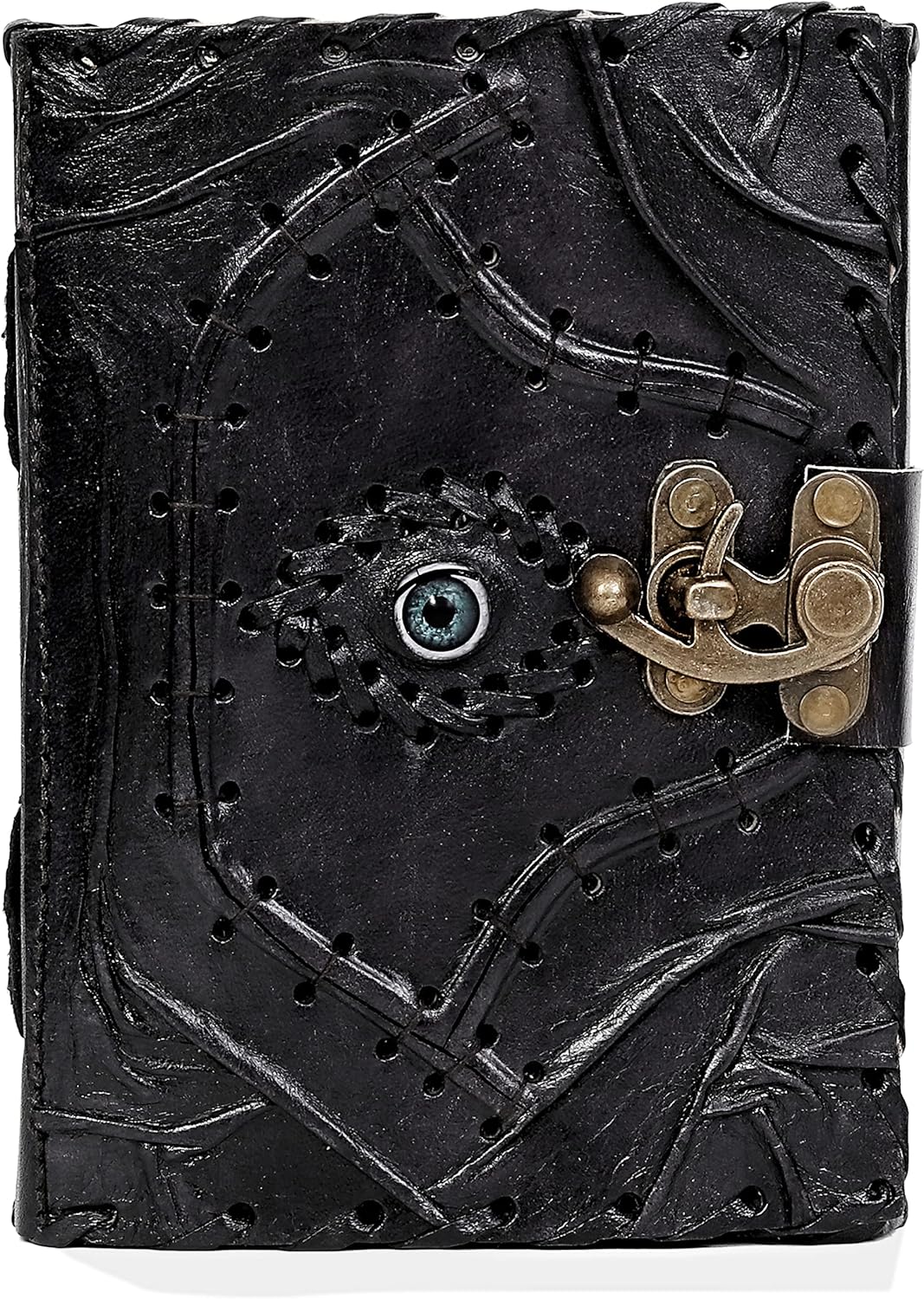 cuero Vintage Hocus Pocus Book of Spells Leather Journal Evil Eye Diary Girmoire Spell Book Prop Gifts (7" BLACK)