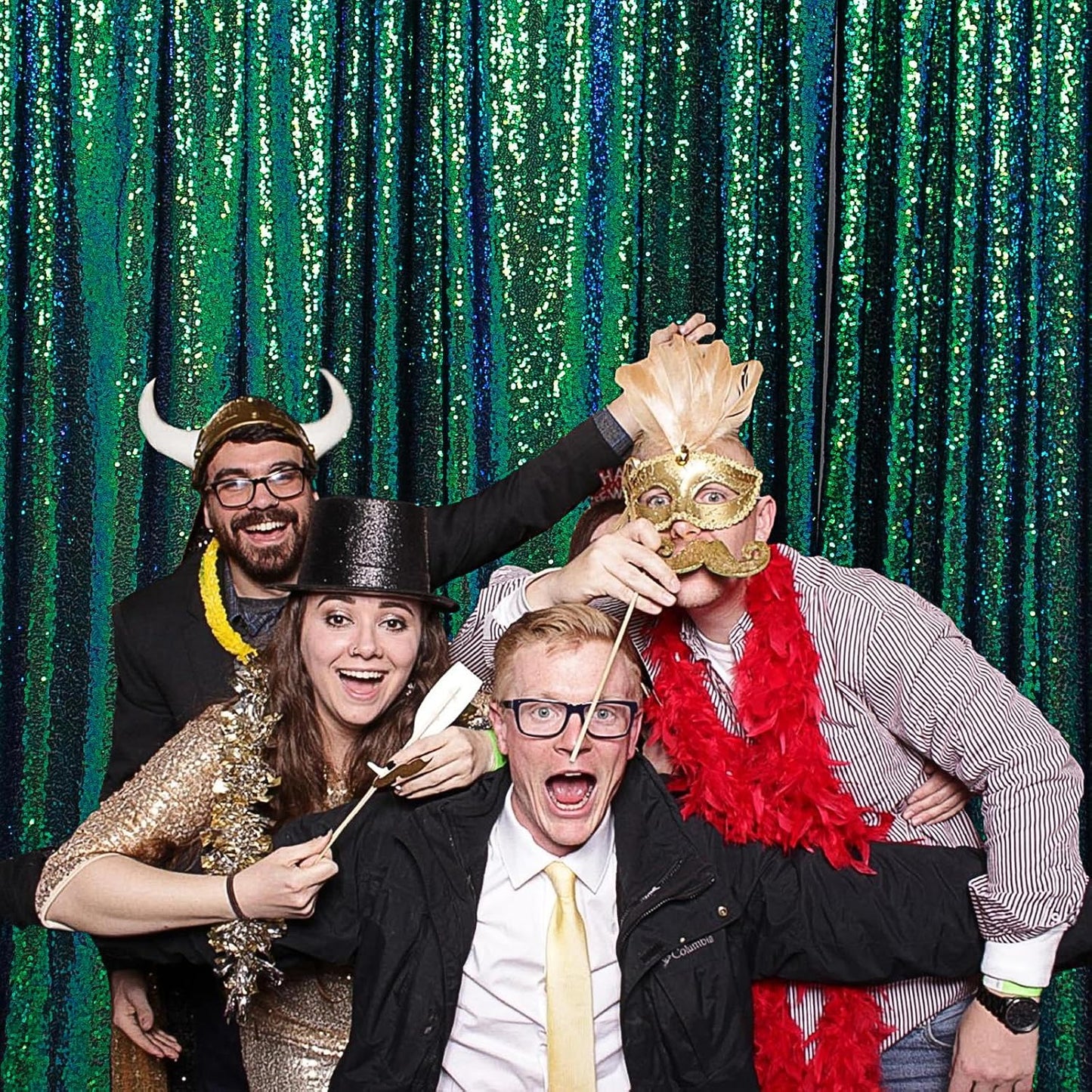 DUOBAO Iridescent Green Sequin-Backdrop-Curtain 1 Panel 10FTx10FT Colorful Green Sequin Backdrop 120-Inches for Photography Wedding Glitter Graduation Photo Backdrop